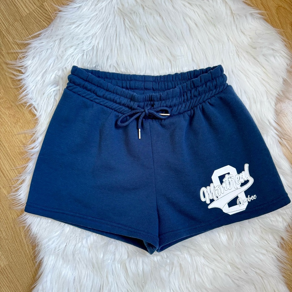 ARDENE | Graphic Sweat Shorts Navy Blue Size Large